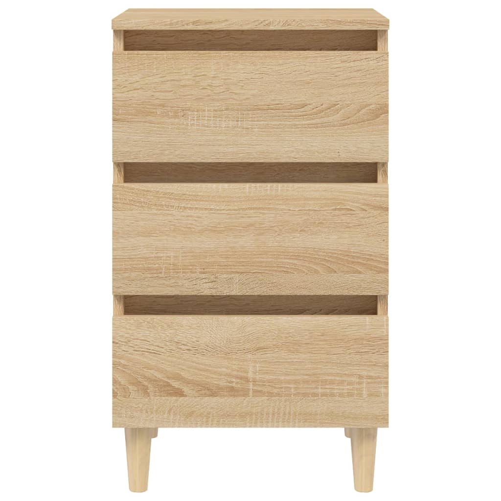 Mesa de cabeceira pernas de madeira 40x35x69cm carvalho sonoma