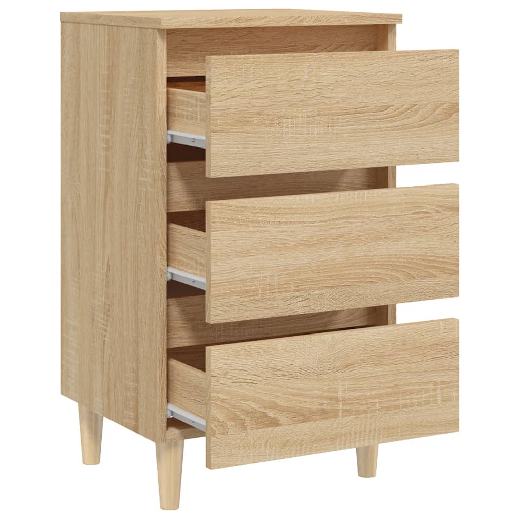 Mesa de cabeceira pernas de madeira 40x35x69cm carvalho sonoma