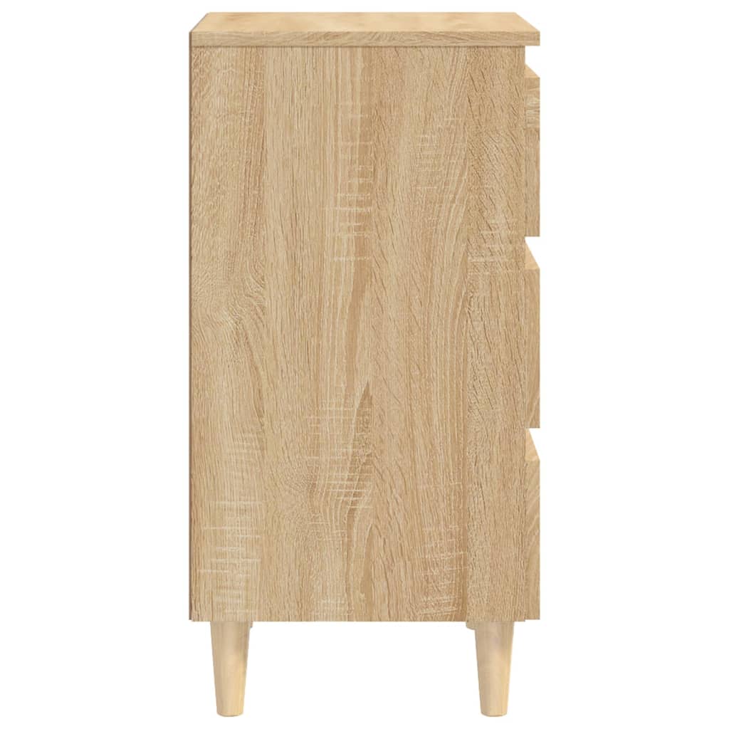 Mesa de cabeceira pernas de madeira 40x35x69cm carvalho sonoma