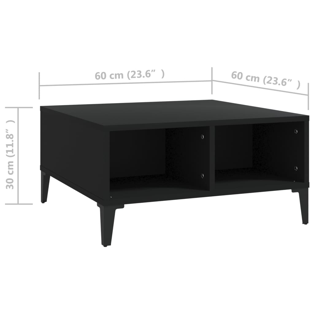 Mesa de centro 60x60x30 cm contraplacado preto