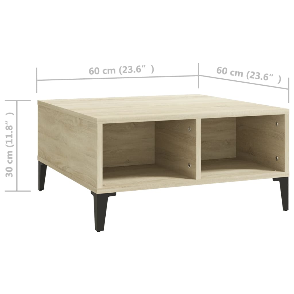 Mesa de centro 60x60x30 cm derivados de madeira carvalho sonoma