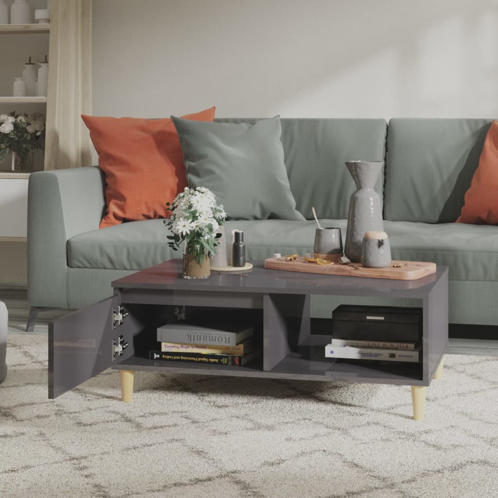 Mesa de centro 90x60x35cm derivados de madeira cinza brilhante