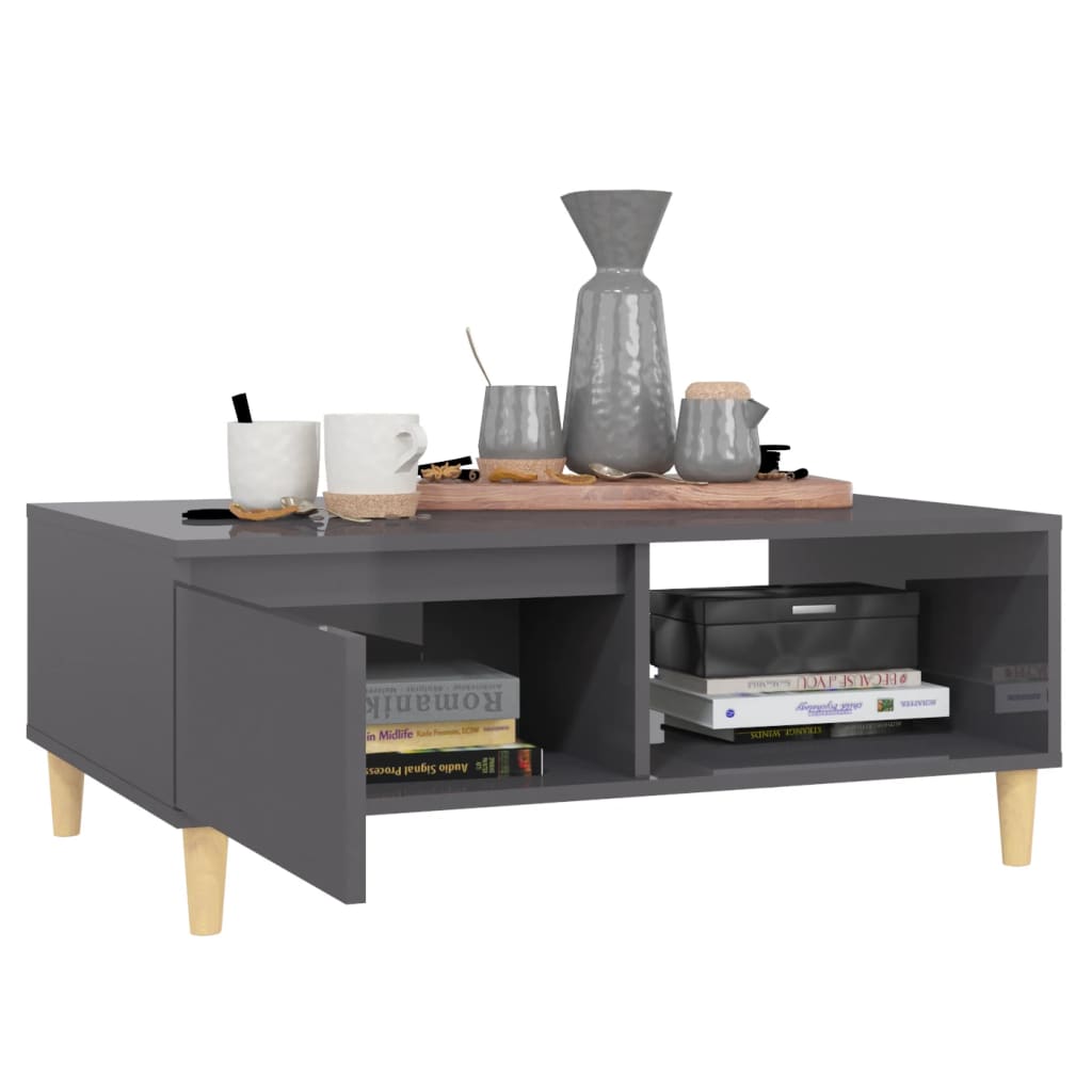 Mesa de centro 90x60x35cm derivados de madeira cinza brilhante
