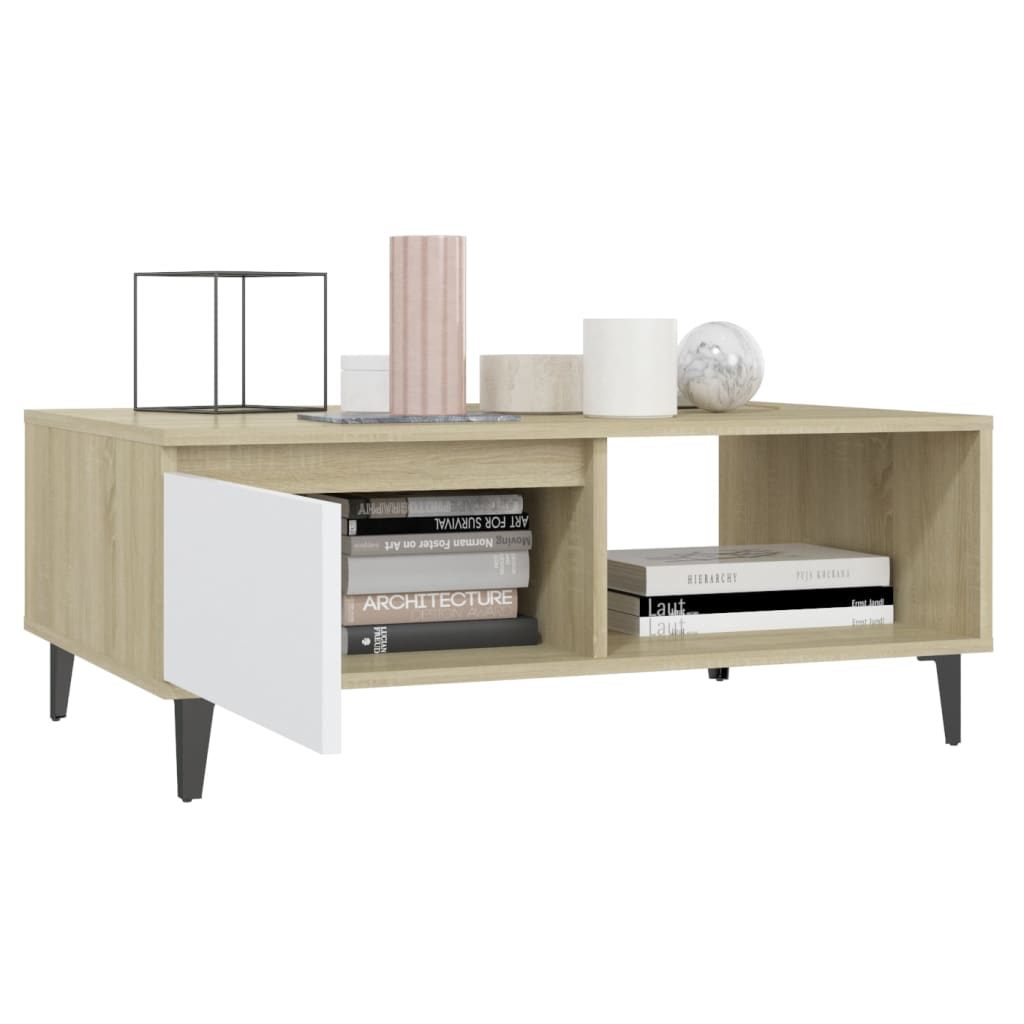 Mesa de centro derivados de madeira branco/carvalho sonoma