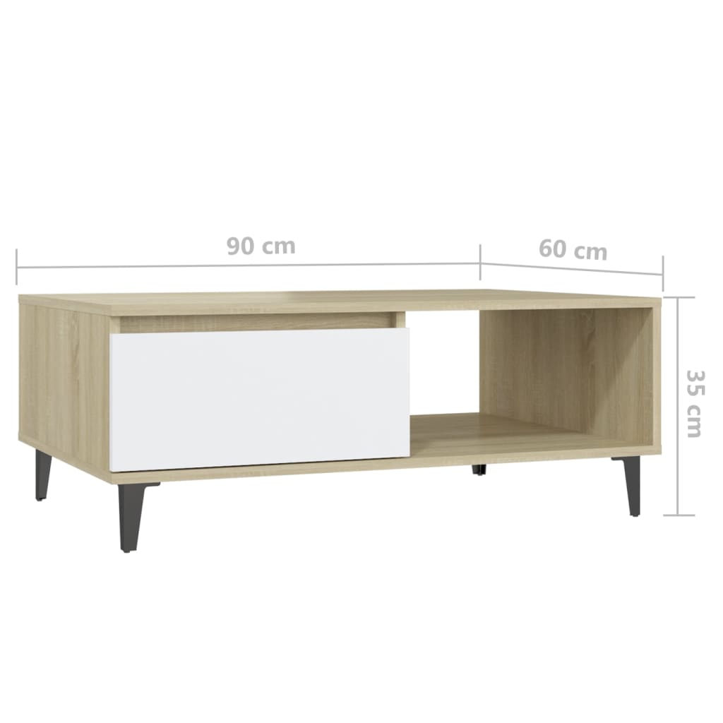 Mesa de centro derivados de madeira branco/carvalho sonoma