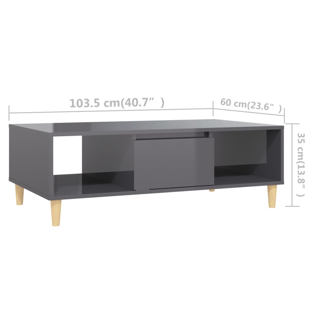 Mesa de centro derivados de madeira cinza brilhante