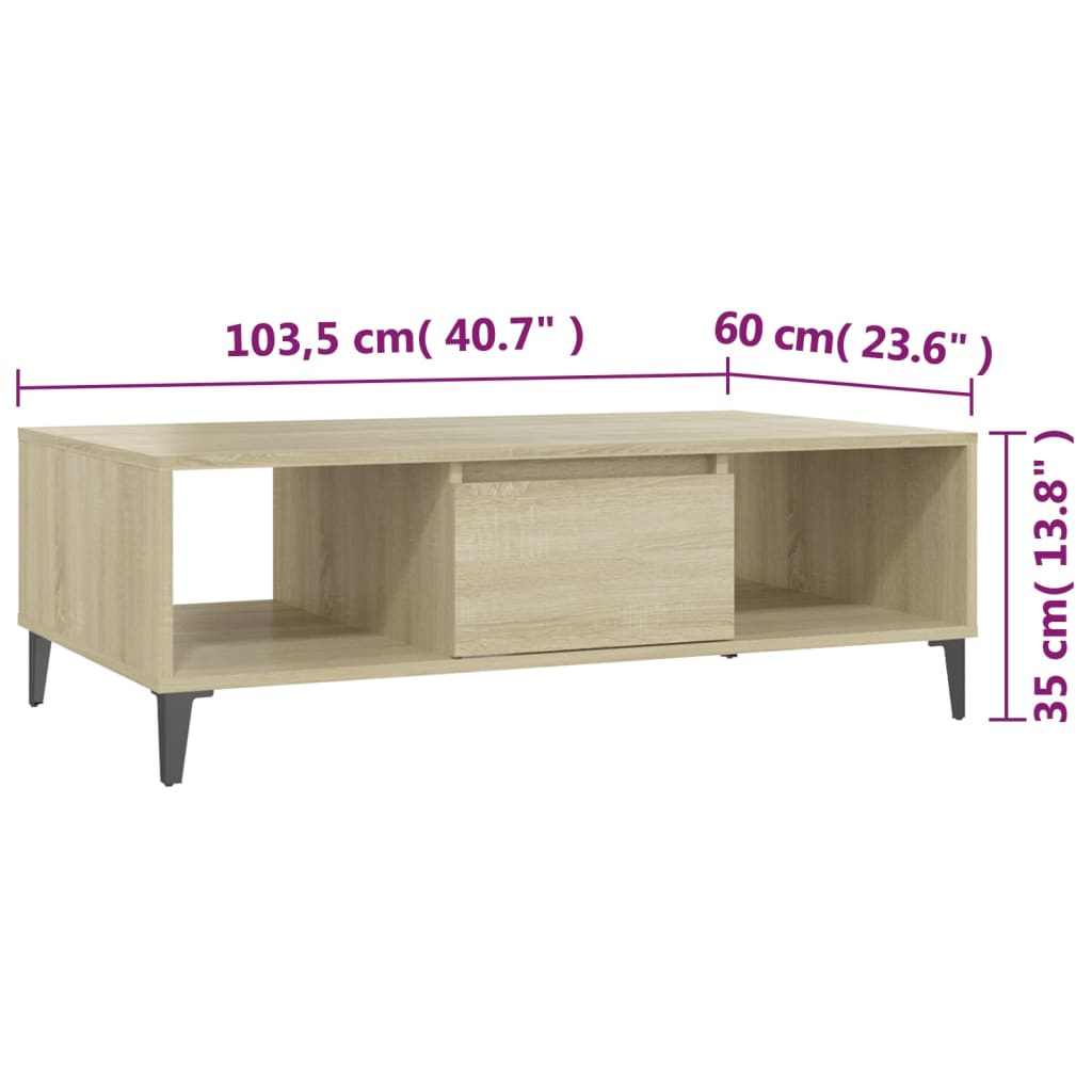 Mesa de centro derivados de madeira carvalho sonoma