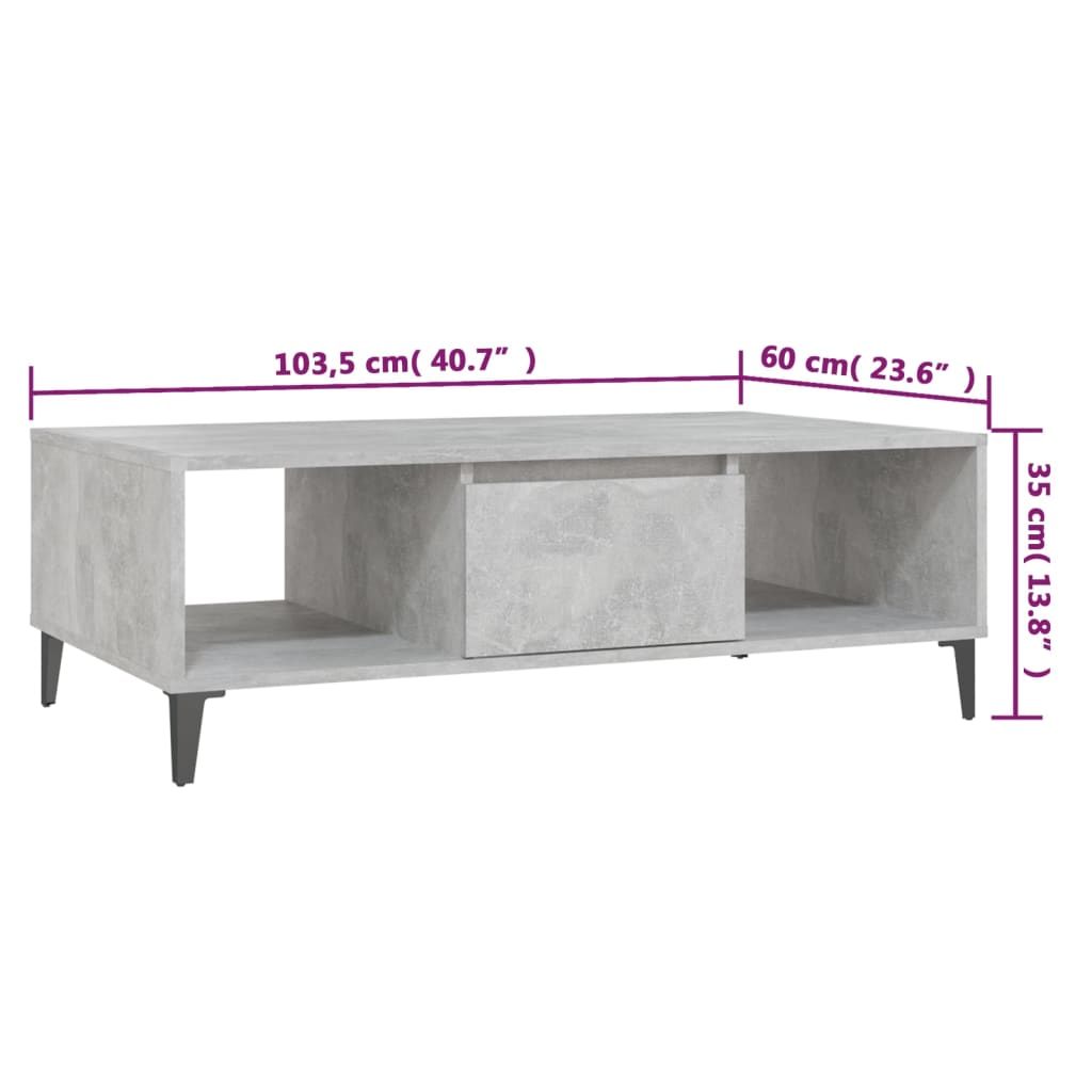 Mesa de centro derivados de madeira cinzento cimento