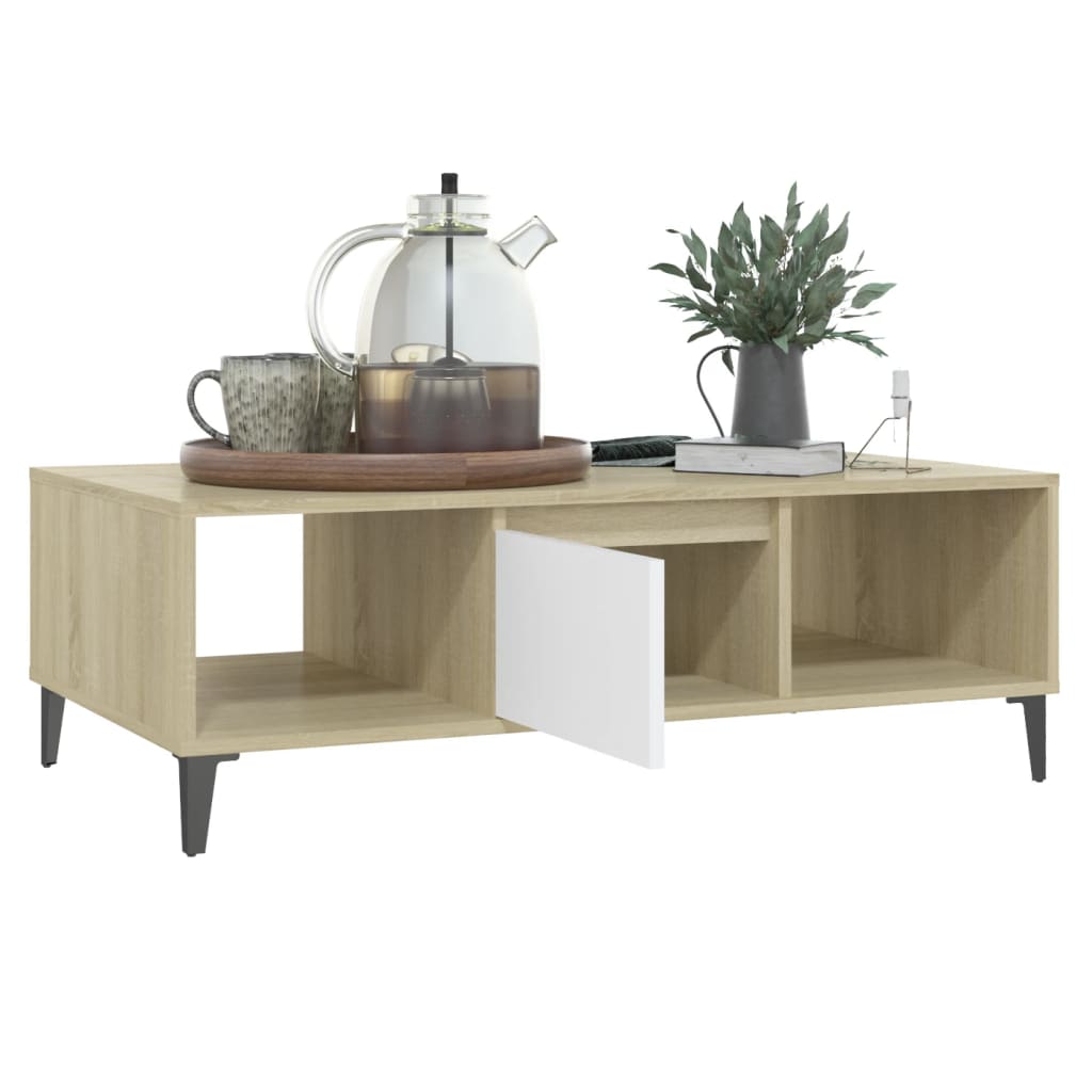 Mesa de centro derivados de madeira branco/carvalho sonoma