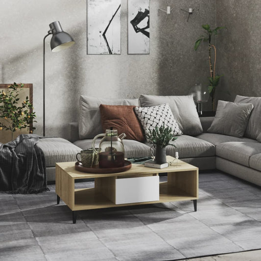 Mesa de centro derivados de madeira branco/carvalho sonoma