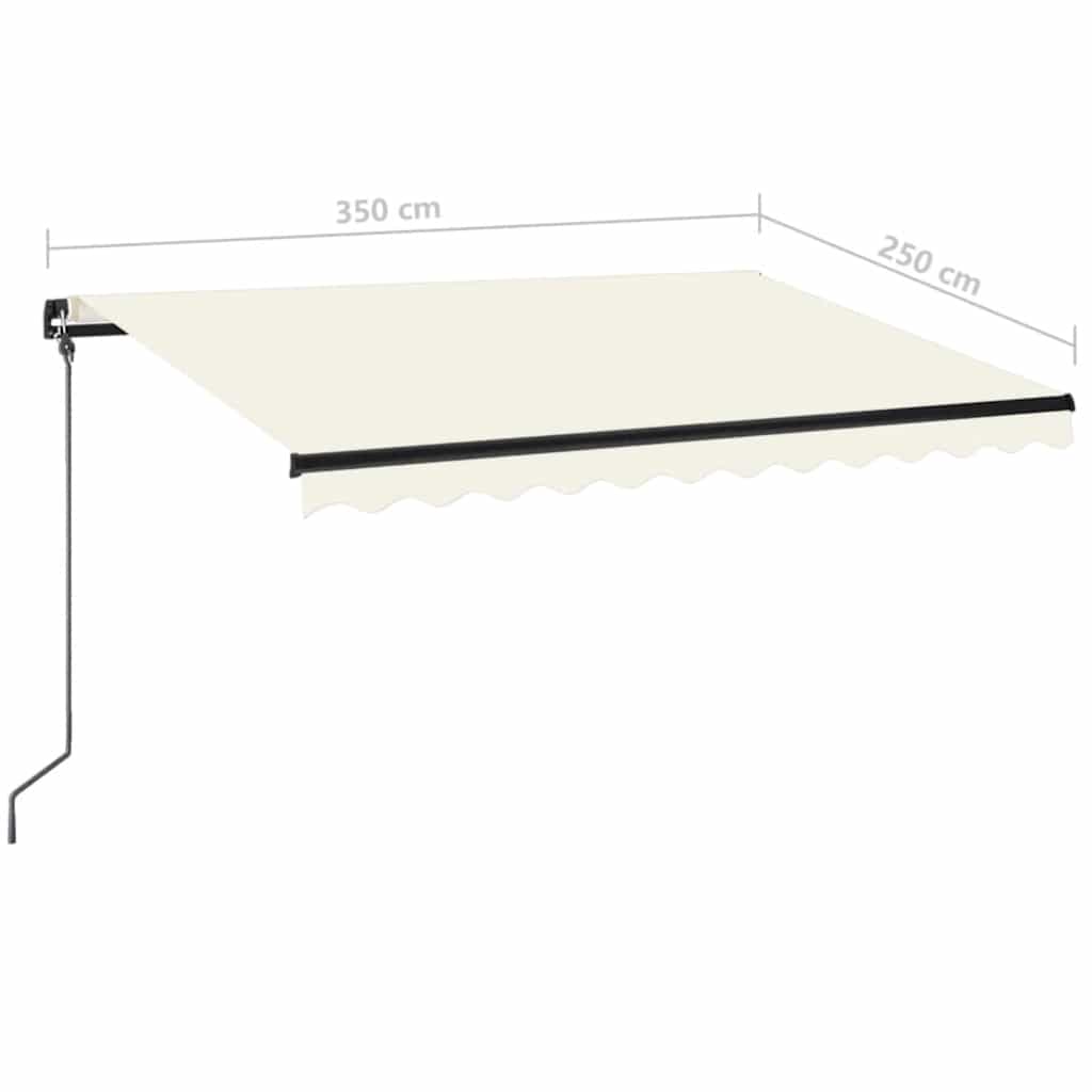 Toldo retrátil manual com LED 350x250 cm cor creme