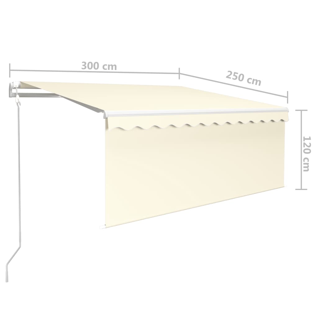 Toldo retrátil automático com estore 3x2,5 m cor creme