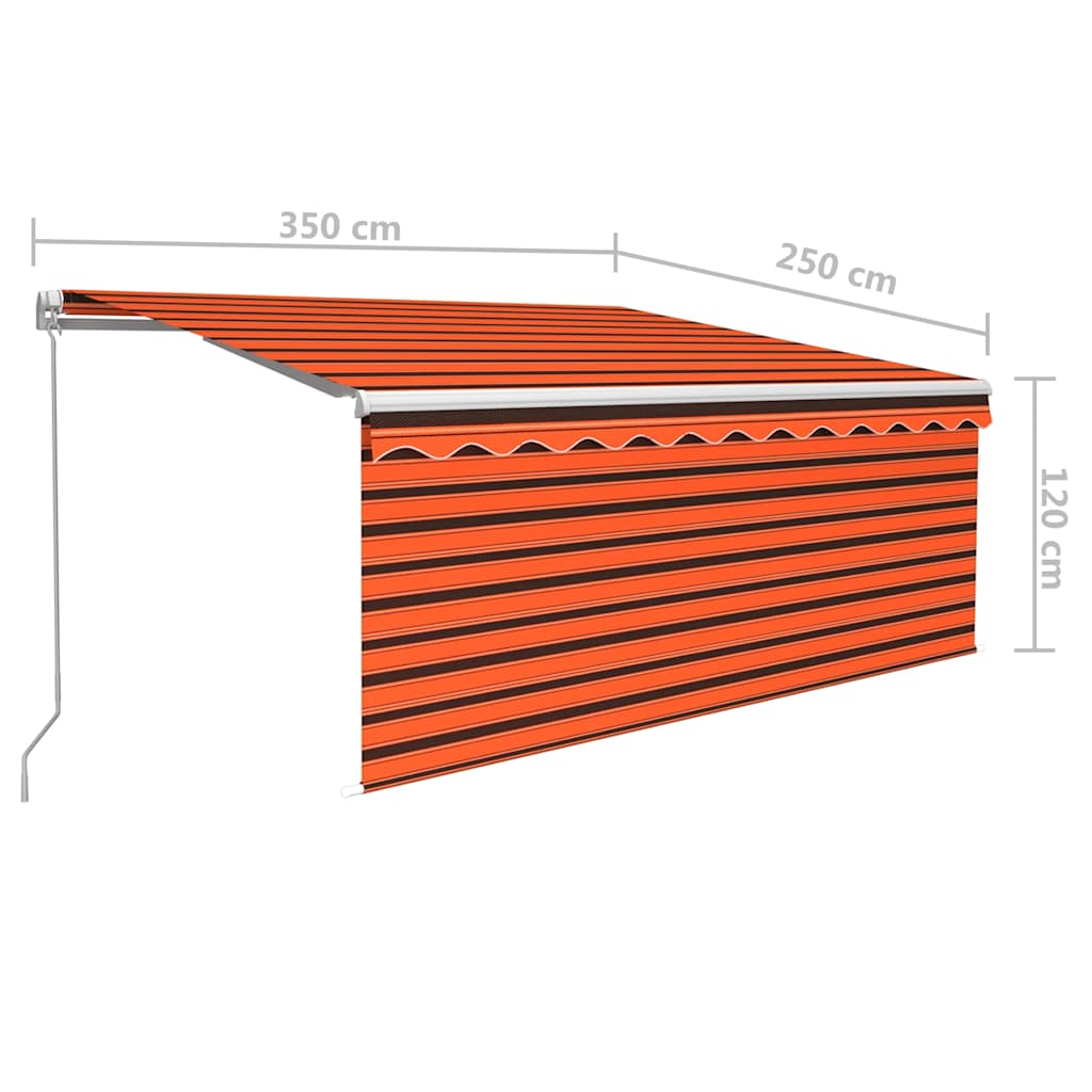 Toldo retrátil manual com estore 3,5x2,5 m laranja/castanho