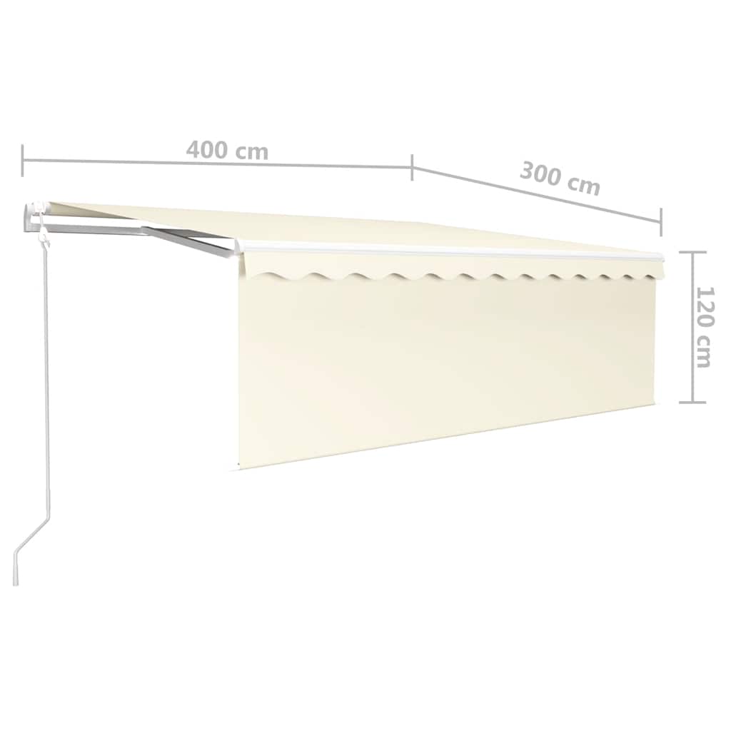 Toldo retrátil automático com estore 4x3 m cor creme