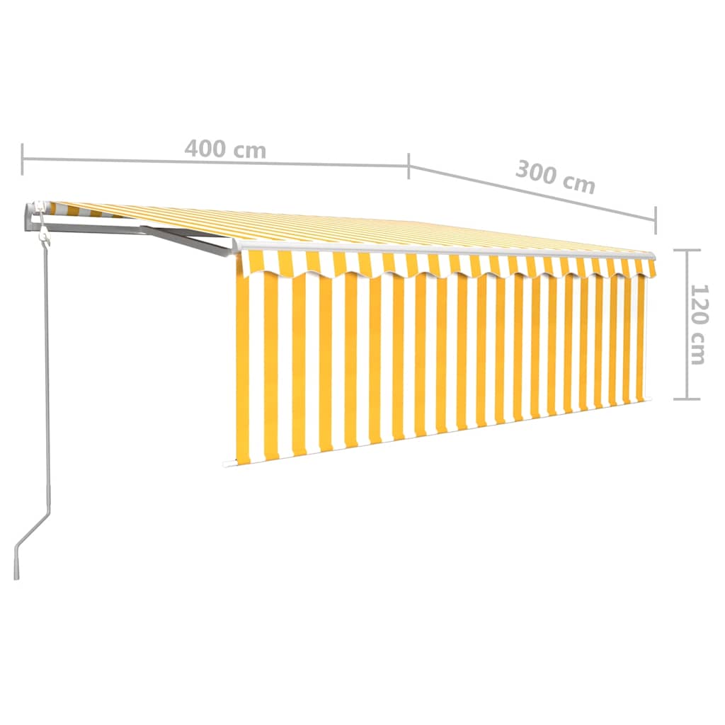 Toldo retrátil automático com estore 4x3 m amarelo e branco