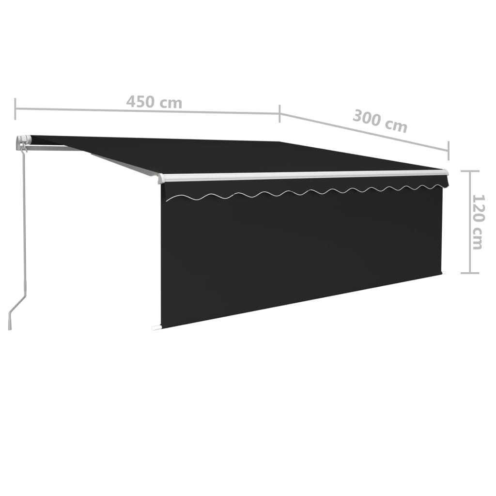 Toldo retrátil manual com estore 4,5x3 m antracite