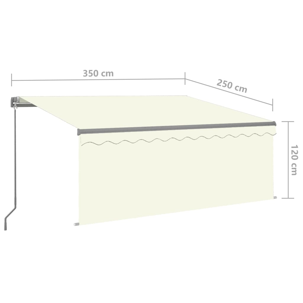 Toldo retrátil manual com estore/LED 3,5x2,5 m cor creme