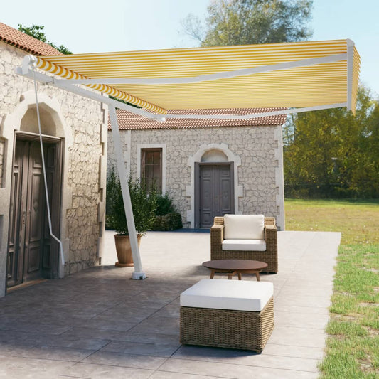 Toldo retrátil manual independente 450x350 cm amarelo e branco
