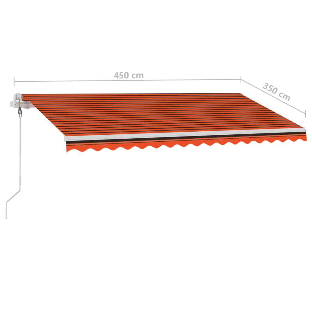 Toldo automático independente 450x350 cm laranja e castanho