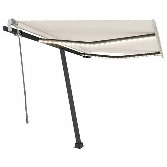 Toldo retrátil manual com LED 350x250 cm cor creme