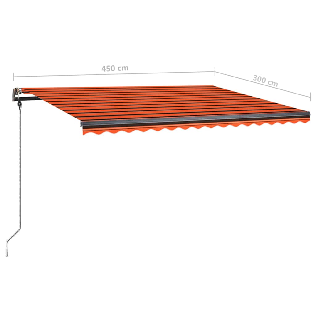 Toldo retrátil manual com LED 450x300 cm laranja e castanho