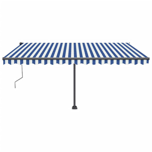 Toldo automático LED e sensor de vento 400x350 cm azul e branco