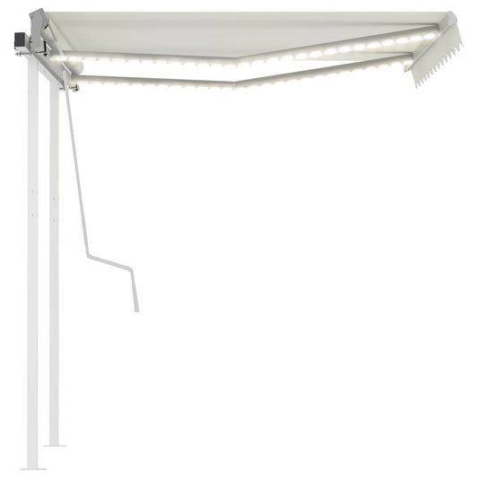 Toldo retrátil manual com LED 3x2,5 m cor creme