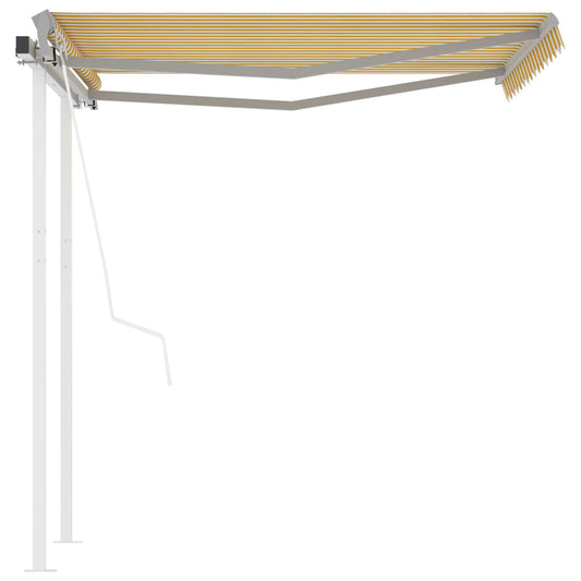 Toldo retrátil automático com postes 3x2,5 m amarelo e branco