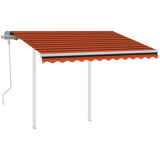 Toldo retrátil manual com postes 3,5x2,5 m laranja e castanho