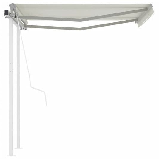Toldo retrátil automático com postes 3,5x2,5 m cor creme