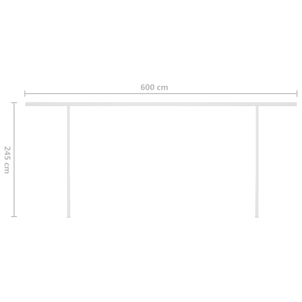 Toldo retrátil manual com postes 6x3,5 m amarelo e branco