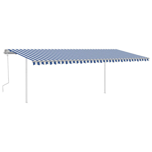 Toldo retrátil manual com LED 6x3,5 m azul e branco