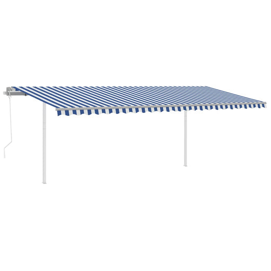 Toldo automático c/ LED e sensor de vento 6x3,5 m azul e branco