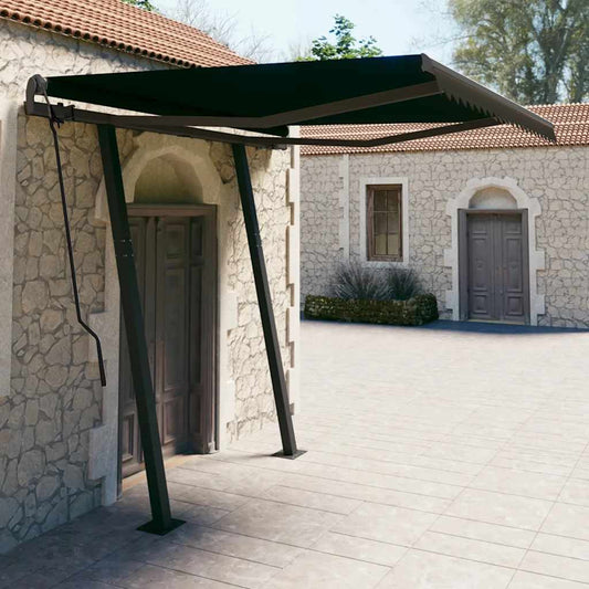 Toldo retrátil automático com postes 3,5x2,5 m antracite