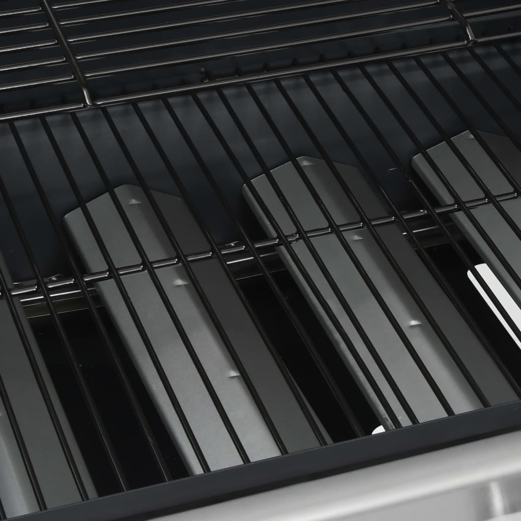 Grelhador/barbecue a gás 4+1 zonas de cozinhar preto e prateado