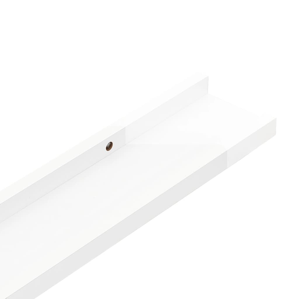 Prateleiras de parede 2 pcs 40x9x3 cm branco brilhante