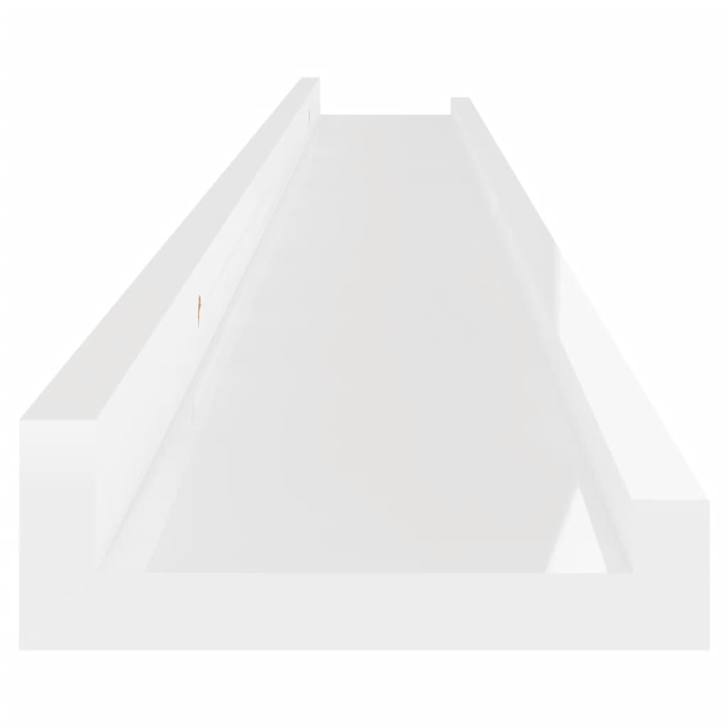 Prateleiras de parede 2 pcs 100x9x3 cm branco brilhante