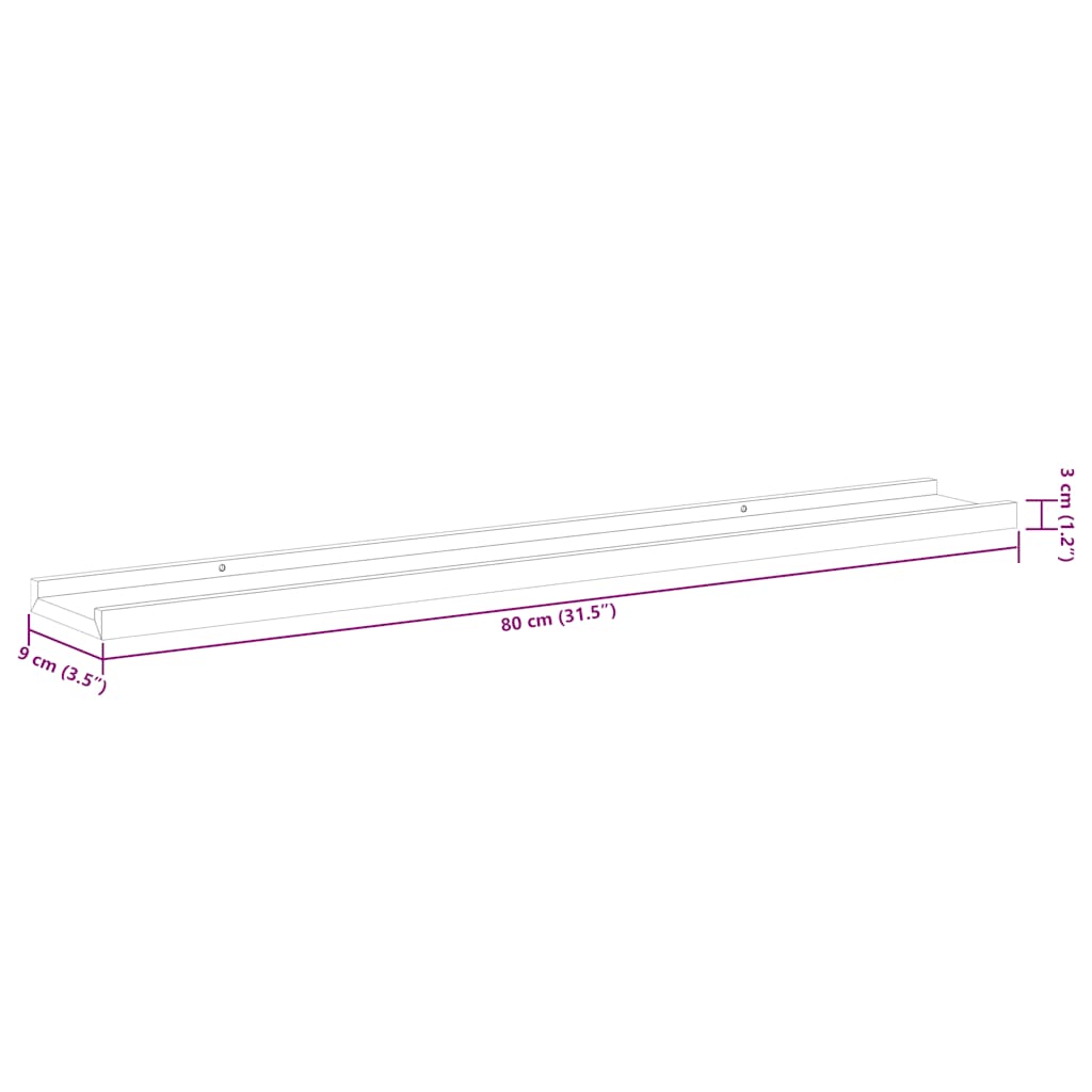 Prateleiras de parede 4 pcs 80x9x3 cm branco brilhante