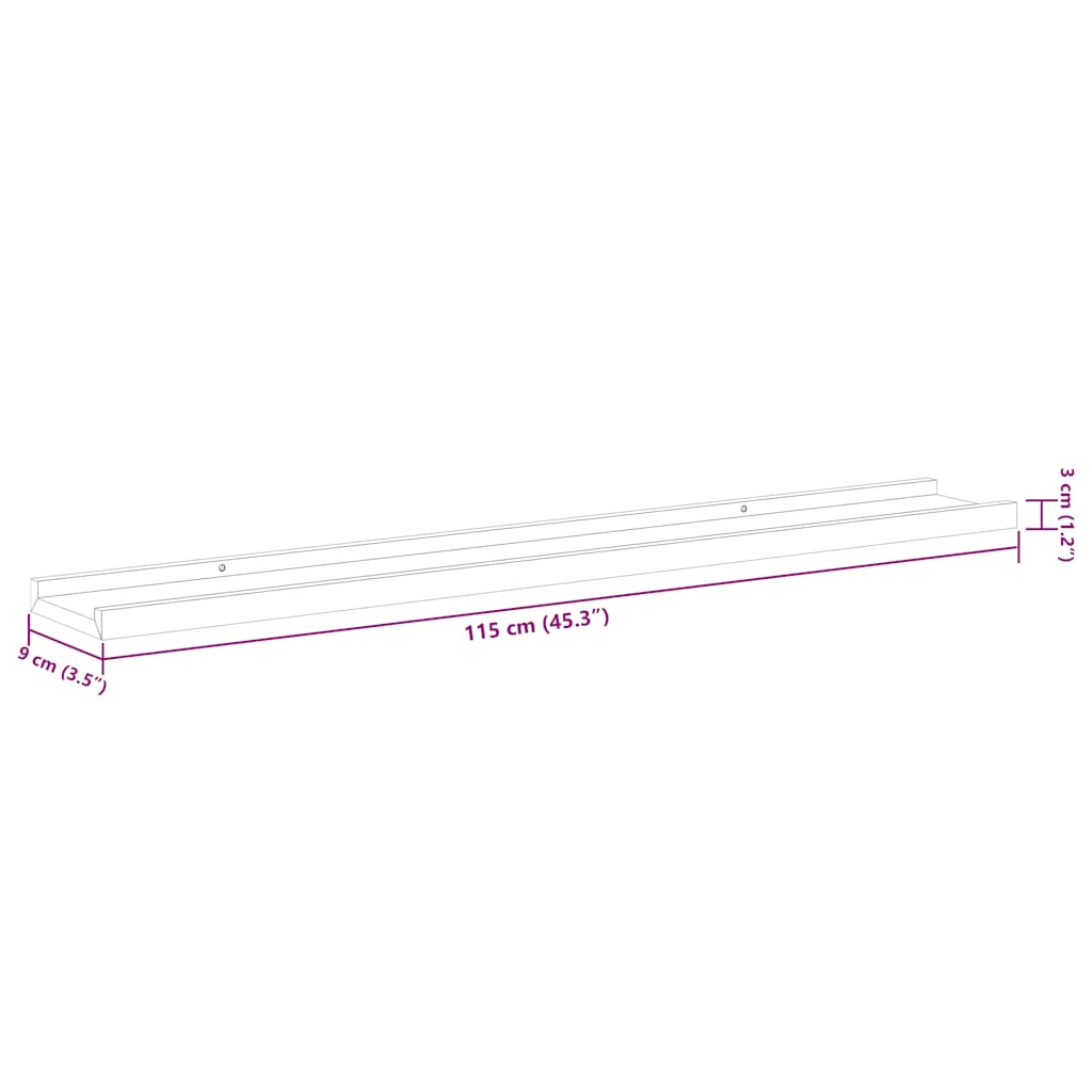 Prateleiras de parede 4 pcs 115x9x3 cm branco brilhante