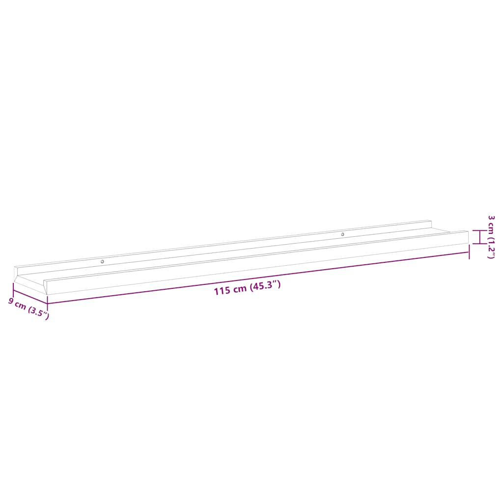 Prateleiras de parede 2 pcs 115x9x3 cm carvalho sonoma
