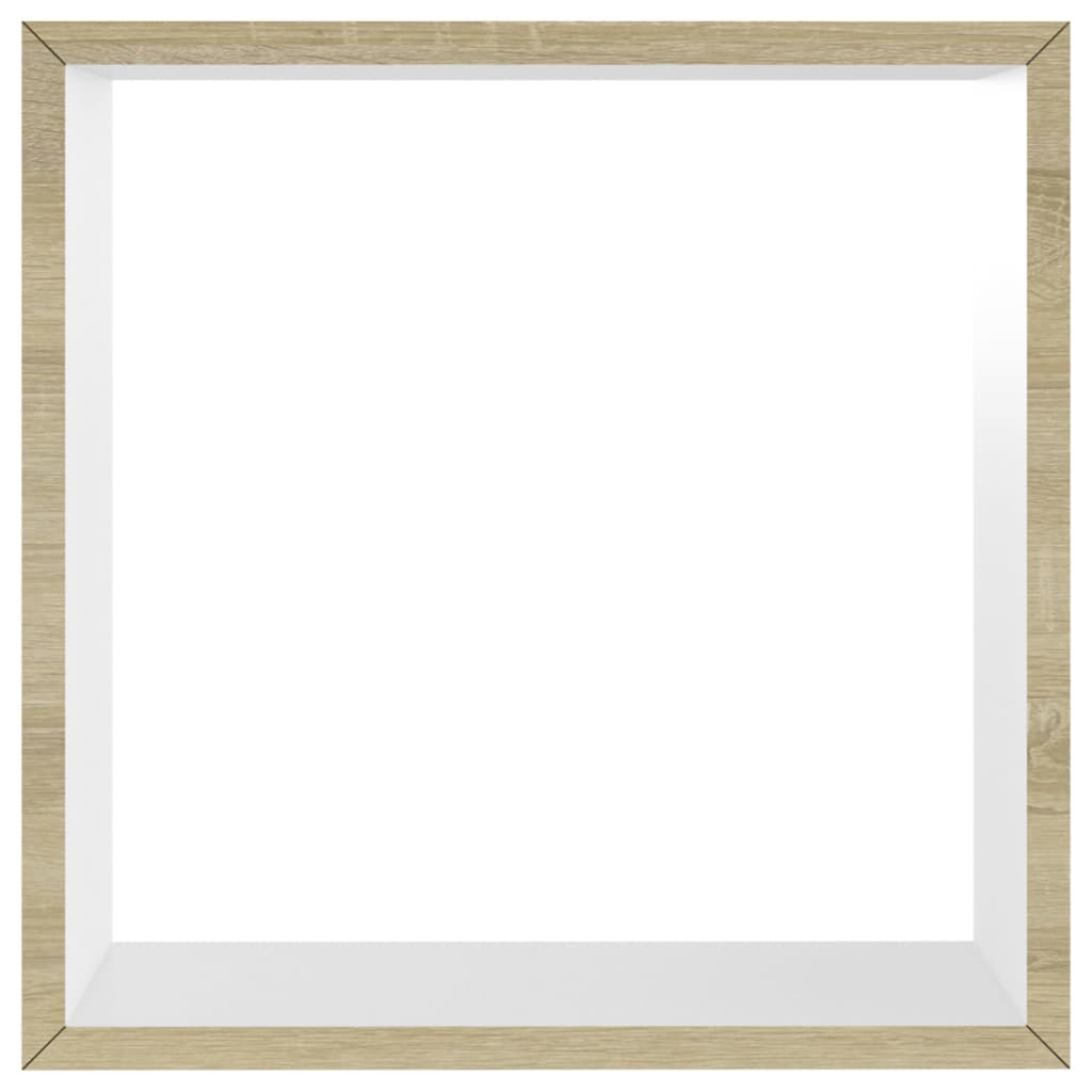 Prateleiras parede forma de cubo 3pcs cm branco/carvalho sonoma