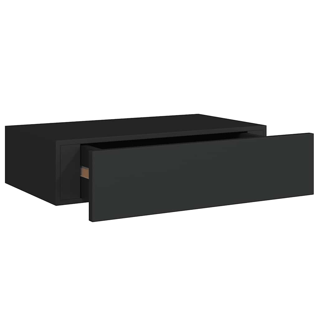 Prateleiras de parede com gavetas 2 pcs MDF 40x23,5x10 cm preto