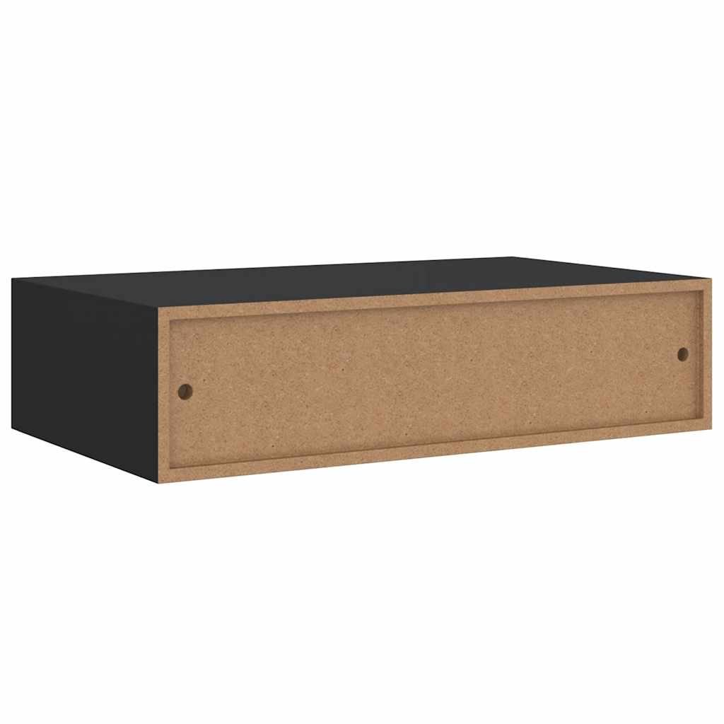 Prateleiras de parede com gavetas 2 pcs MDF 40x23,5x10 cm preto