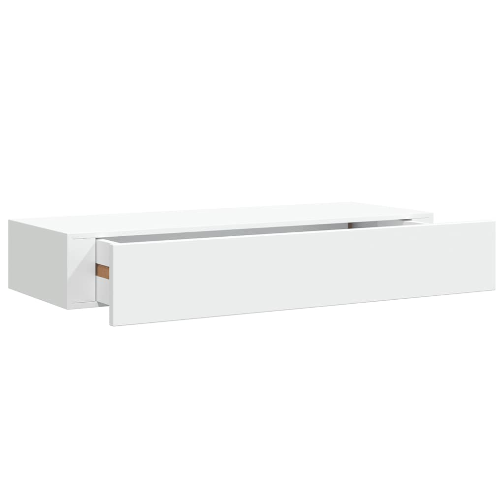 Prateleiras de parede com gavetas 2pcs MDF 60x23,5x10 cm branco