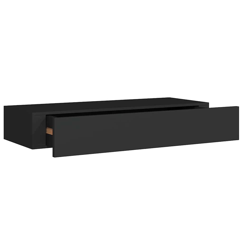 Prateleiras de parede c/ gavetas 2 pcs MDF 60x23,5x10 cm preto