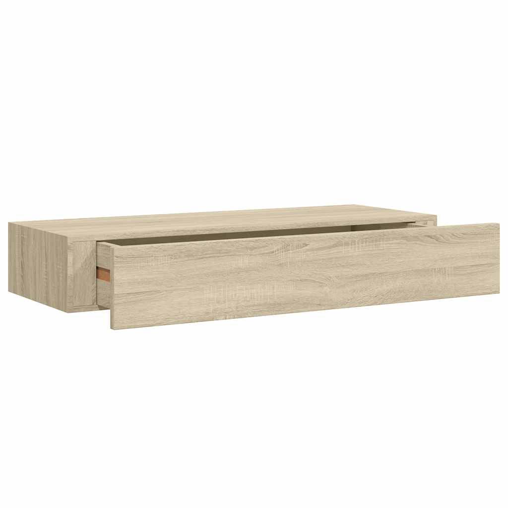 Prateleiras parede c/ gavetas 2 pcs MDF 60x23,5x10 cm carvalho