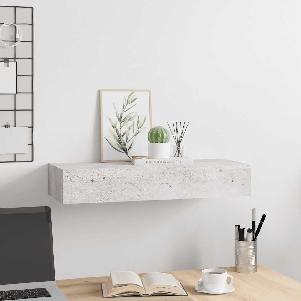 Prateleira parede c/ gaveta MDF 60x23,5x10 cm cinzento-cimento