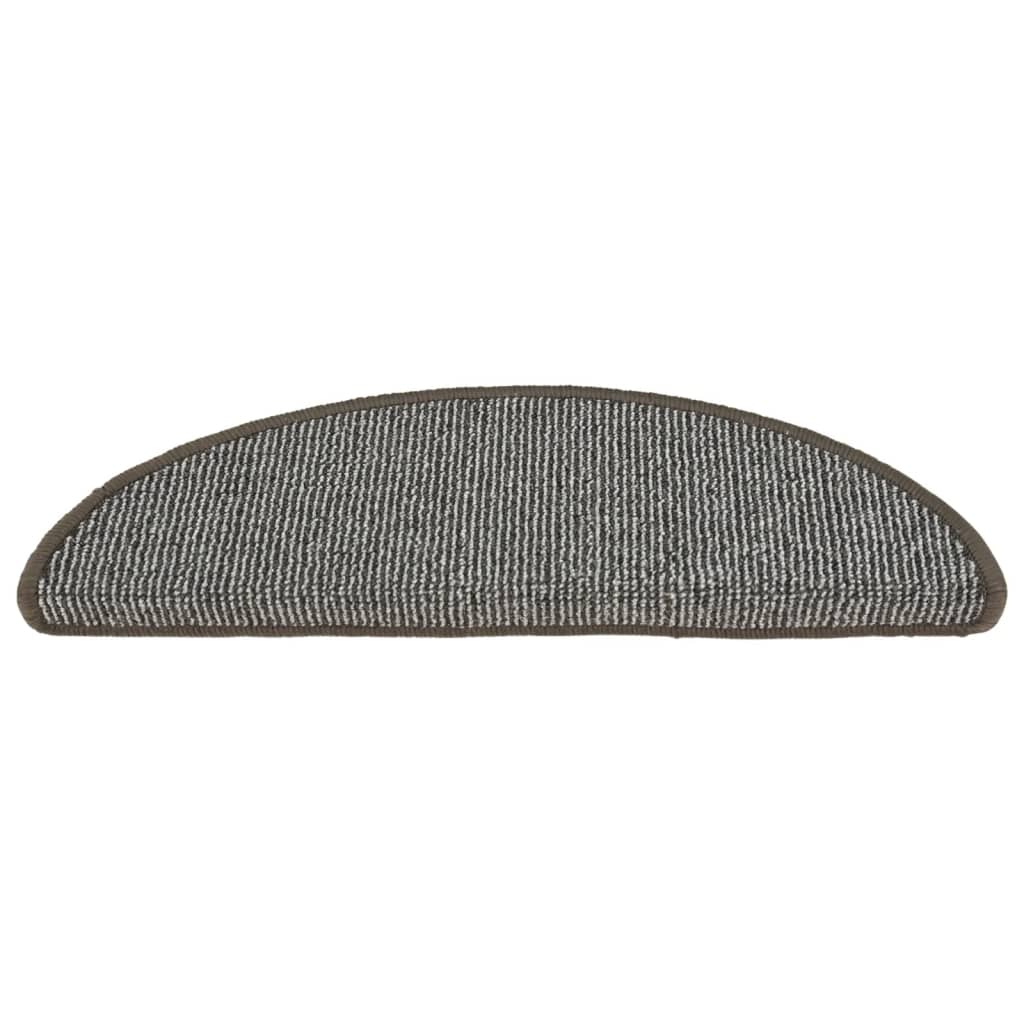 Tapetes de escada 15 peças 56x17x3 cm cinza semicircular