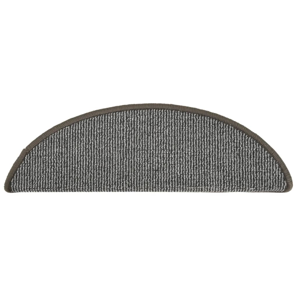 Tapetes de escada 15 peças 56x17x3 cm cinza semicircular