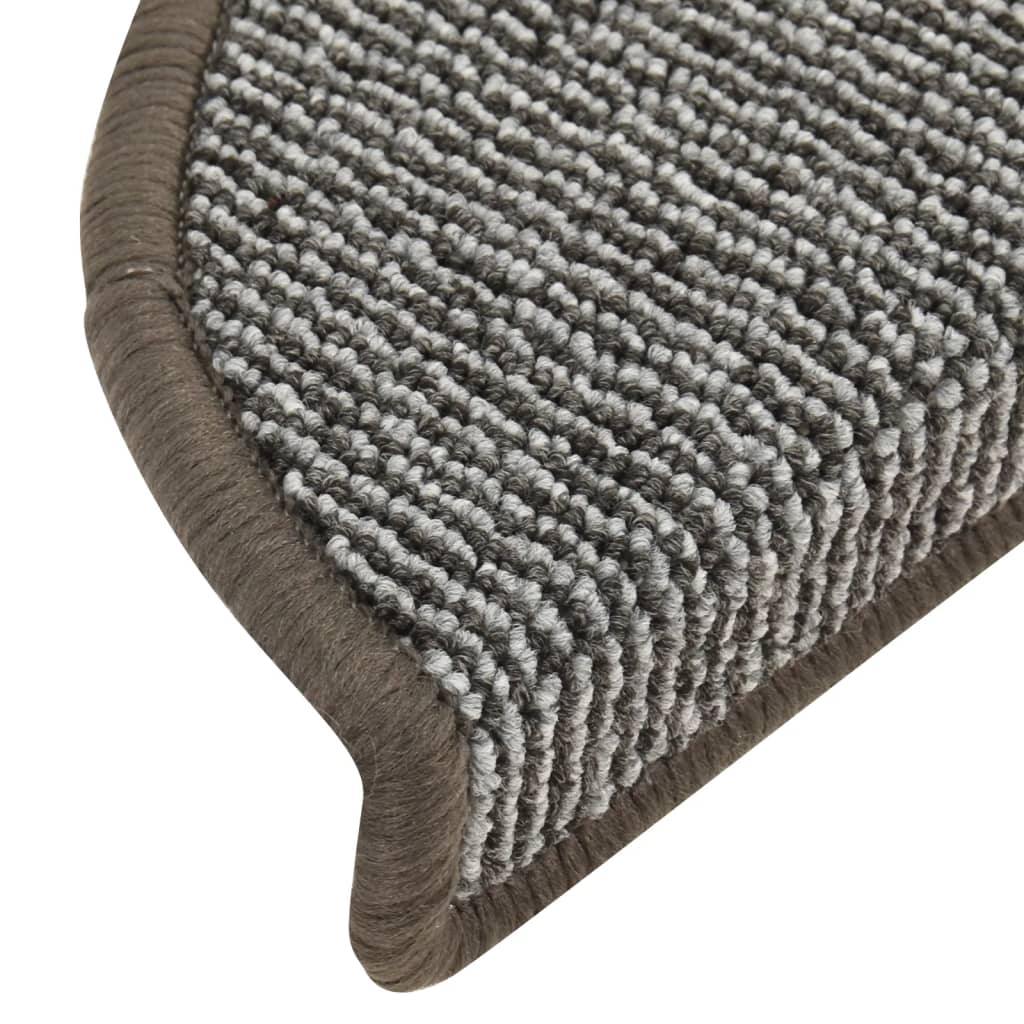 Tapetes de escada 15 peças 56x17x3 cm cinza semicircular